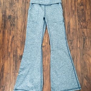OFFLINE By Aerie High Waisted Foldover Flare Legging, heather blue, petite small